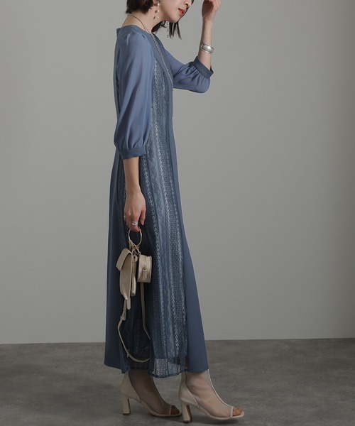 atlo（アトロ） ドレス 七分袖＆ミモレ丈 パーティードレス フリル