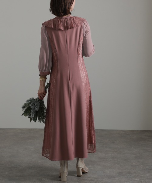 atlo（アトロ） ドレス 七分袖＆ミモレ丈 パーティードレス フリル