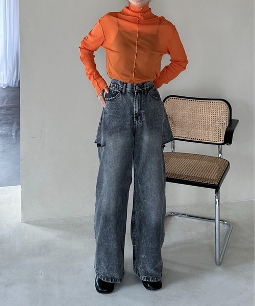 feepur（フェピュール） tシャツ アウトリンキングシアーハイネック