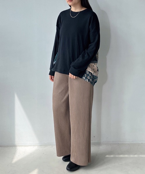AS KNOW パンツ ベルト付き カットOK!! プリーツパンツ レディース 