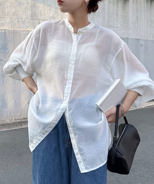 【美品】IENA ボリュームスリーブ シアー ブラウス とろみ オーバーサイズ 美品】IENA ボリュームスリーブ シアー ブラウス とろみ