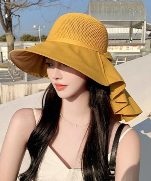 STYLEBLOCK 帽子 ハット リボン付きストローハット レディース