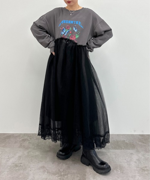 Riuチュールスカート付き長袖ワンピース(完売品) 楽天市場】チュールスカート キッズ チュール ワンピース 切り替え