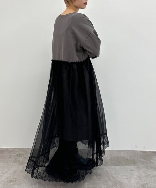 MUVEILミュベール切り替えチュールワンピース・スウェット MUVEIL Online Shop｜ミュベール公式オンラインショップ