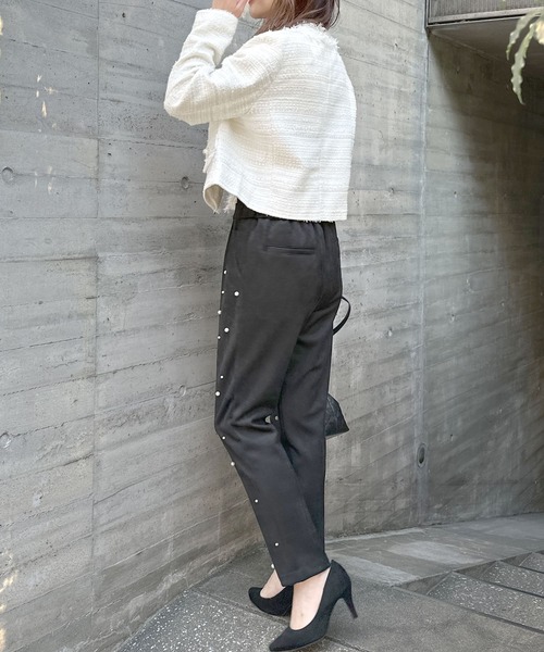 PICCIN PERLA パンツ スエードボンディング フロントパールパンツ