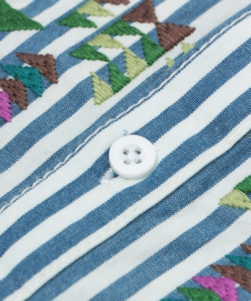 チチカカ（TITICACA） ブラウス シャツ インディゴストライプ刺繍