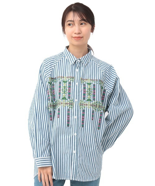 チチカカ（TITICACA） ブラウス シャツ インディゴストライプ刺繍