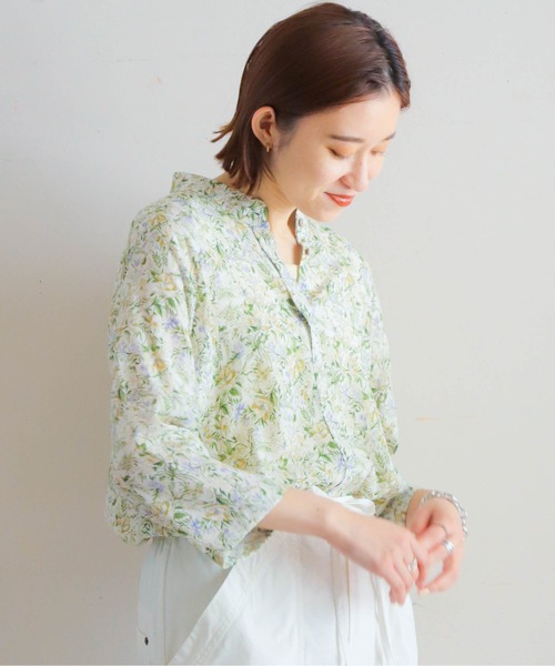 NOMBRE IMPAIR ブラウス シャツ インポートフラワー 7分袖