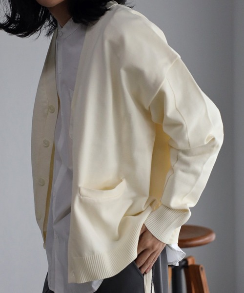 セーター ニット シンプルライン柄 Vネック ニット カーディガン「ユニセックス」 メンズ レディース | CREARE -LINO- | 01