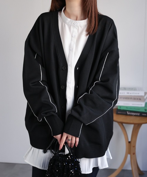 セーター ニット シンプルライン柄 Vネック ニット カーディガン「ユニセックス」 メンズ レディース | CREARE -LINO- | 05