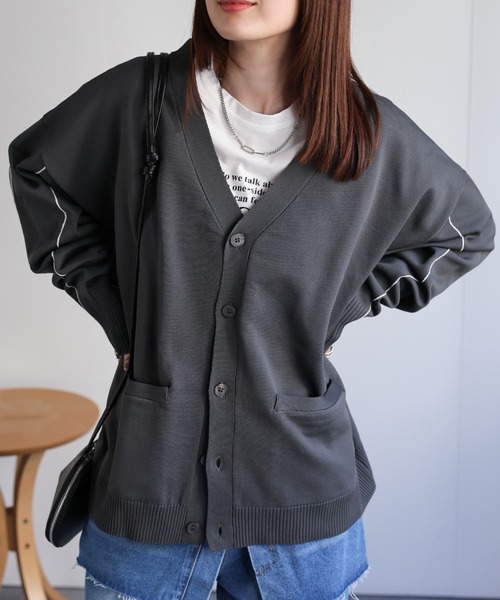 セーター ニット シンプルライン柄 Vネック ニット カーディガン「ユニセックス」 メンズ レディース | CREARE -LINO- | 11