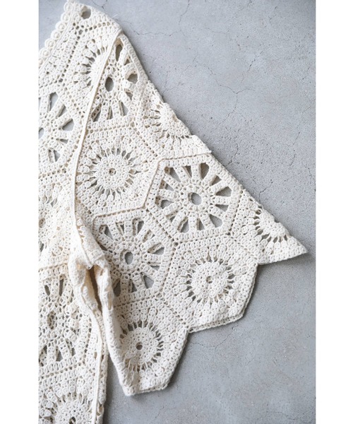 cawaii ワンピース 重ね着用花編みニットレースミディアムワンピース