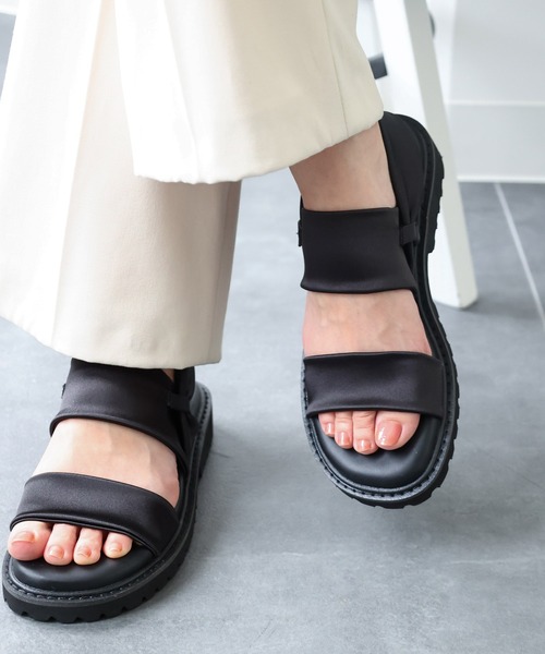 SESTO（セスト） サンダル ストレッチサテン軽量厚底サンダル