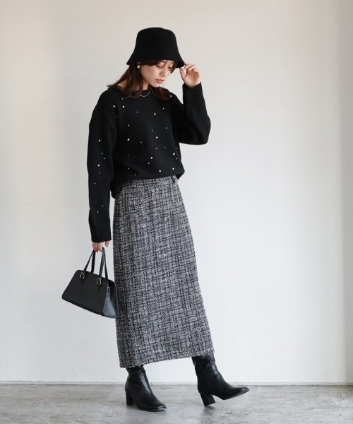 ⭐︎お値下げ⭐︎購入時から半額✨【お上品で美人見え】ツイードナローロングスカート お上品で美人見え】ファンシーツイードナローロングスカート | La