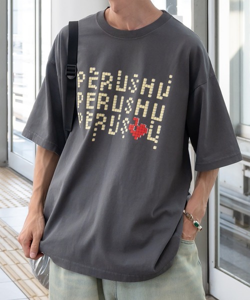 トップス Perushu Perushu tシャツ レトロアソートプリントTシャツ メンズ