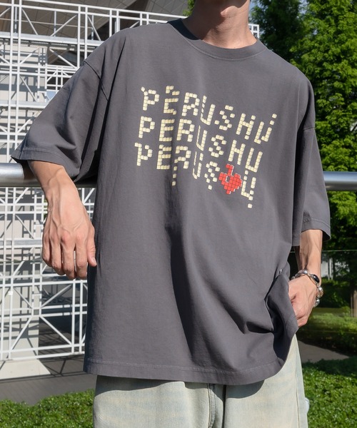 トップス Perushu Perushu tシャツ レトロアソートプリントTシャツ メンズ
