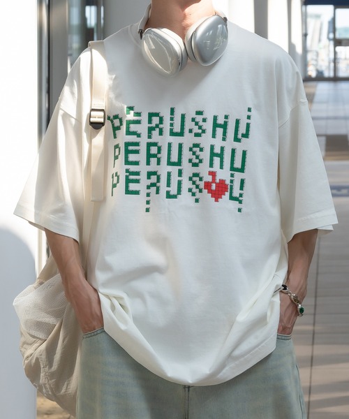 トップス Perushu Perushu tシャツ レトロアソートプリントTシャツ メンズ