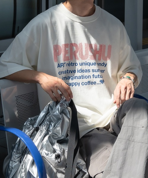 Perushu tシャツ レトロアソートプリントTシャツ メンズ