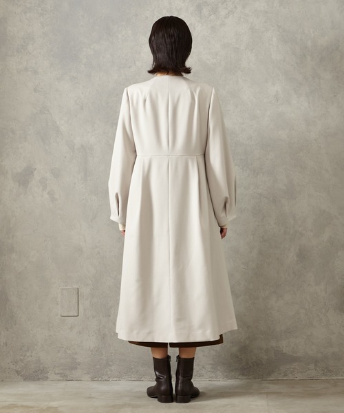 AIMER コート アウター ノーカラーフィット＆フレアノーカラーロング
