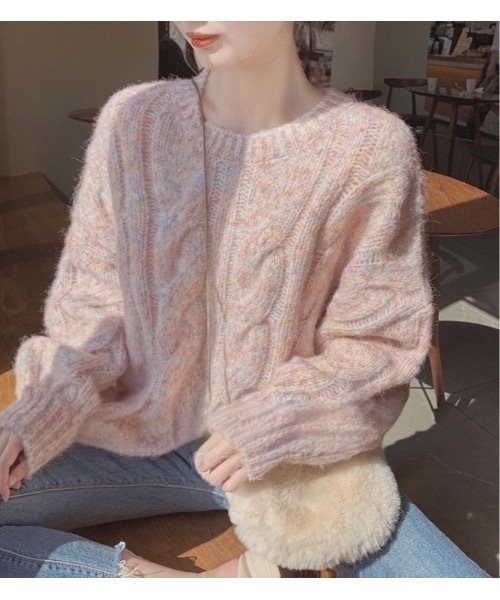 SALTMINT ニット セーター ベビーピンクベージュマーブルニット