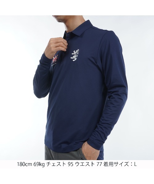 Admiral GOLF長袖ポロ LLネイビー Admiral Golf ポロシャツ フラッグ ロングスリーブシャツ メンズ