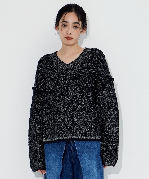 ニット セーター 「STUDIOUS/ステュディオス」バスケットニットプルオーバー レディース