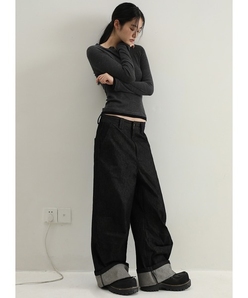 MASONPRINCE ワイドパンツ ジーンズ ワイドシルエット インディゴ