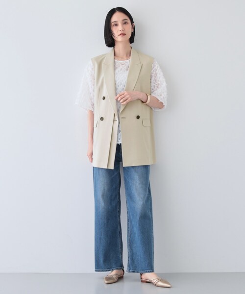 INDIVI（インディヴィ） ベスト ジレ 「洗える／SETUP可能」リネン
