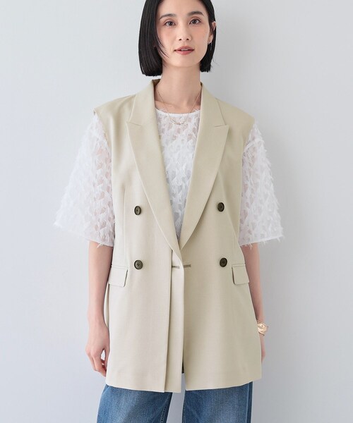 INDIVI（インディヴィ） ベスト ジレ 「洗える／SETUP可能」リネン