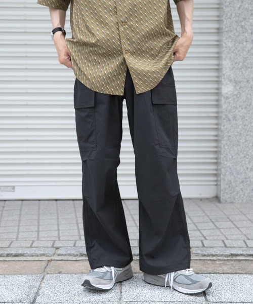 タトラス イージーウエストカーゴポケットパンツ ナイロンリップストップ 黒 S ワンフォークロージング 1111clothing ◇ZIP使い ワイドカーゴ