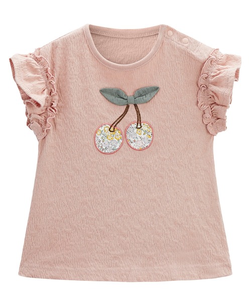 Combi mini tシャツ 半袖楊柳フリル袖トップス（さくらんぼ） キッズ