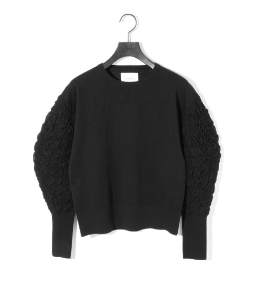 ニット セーター MIDIUMISOLID for Ladies パフスリーブジャカードプルオーバー レディース MIDIUMISOLID ニット セーター for Ladies パフスリーブジャ