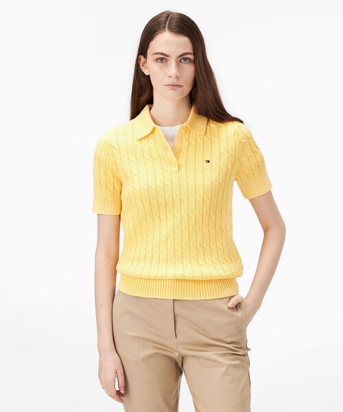 TOMMY JEANS ニット セーター ケーブルポロニット レディース