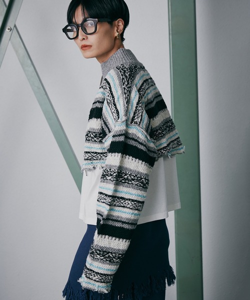 ROSE BUD（ローズバッド） カーディガン (CREOLME)マルチボーダー