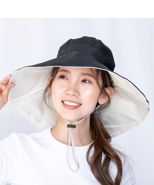 帽子 ハット UVつば広リバーシブルハット レディース : ZOZOTOWN
