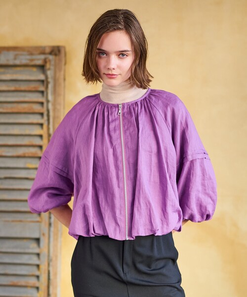 ドレステリア【洗える/リネン100％】ウォッシャブルペーパーリネンブルゾン DRESSTERIOR（ドレステリア） ブルゾン アウター 「洗える/リネン100