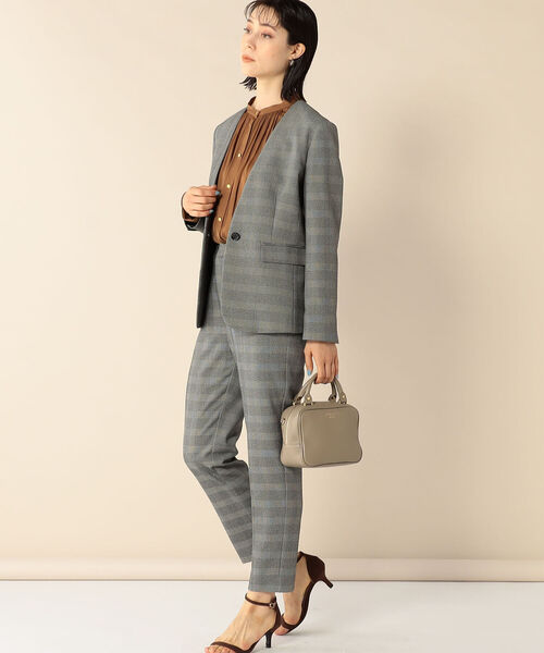 NOLLEY'S 美品　ノーカラー　ジャケット アウター　ネイビー 38 NOLLEY'S 「NOLLEY'S」 ノーカラージャケット 38 ネイビー