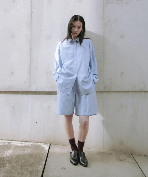 アーバンリサーチ（URBAN RESEARCH）/new basic　インドスビンコットンストライプハーフパンツ URBAN RESEARCH（アーバンリサーチ） パンツ new basic インドスビン