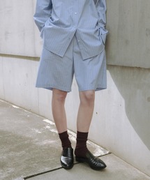 パンツ new basic　インドスビンコットンストライプハーフパンツ レディース｜ZOZOTOWN Yahoo!店