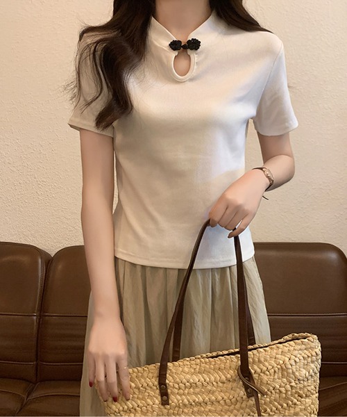 tシャツ チャイナボタンTシャツ レディース