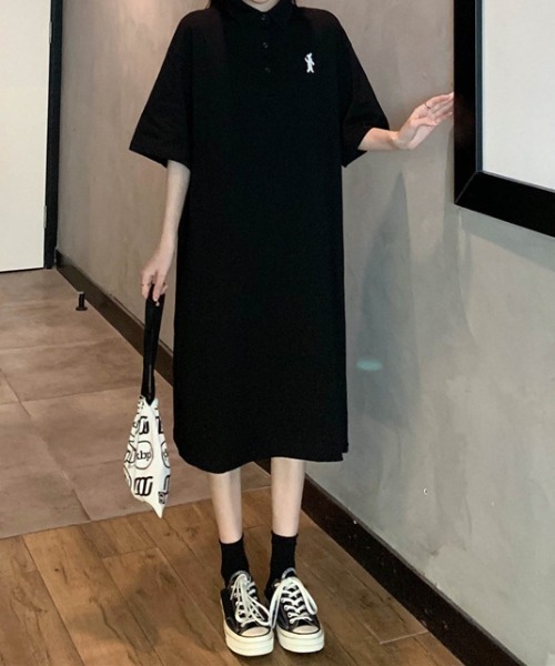【y！購入をお控えください】ポロワンピース 楽天市場】大きいサイズ レディース ポロワンピース 5分袖