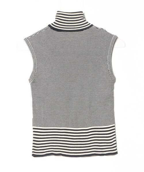 MONCLER - 美品 モンクレール ボーダー柄 クルーネック ノースリーブ ニット セーター MONCLER - 美品 モンクレール ボーダー柄 クルーネック