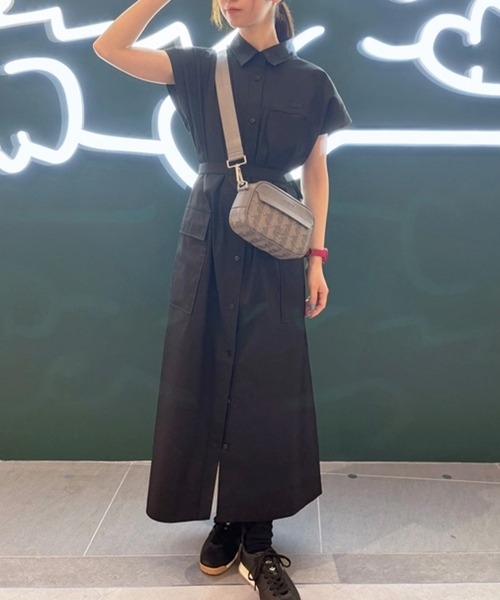 キモノスリーブシャツドレス LACOSTE シャツワンピース キモノスリーブシャツドレス