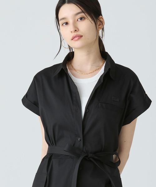 キモノスリーブシャツドレス LACOSTE シャツワンピース キモノスリーブシャツドレス