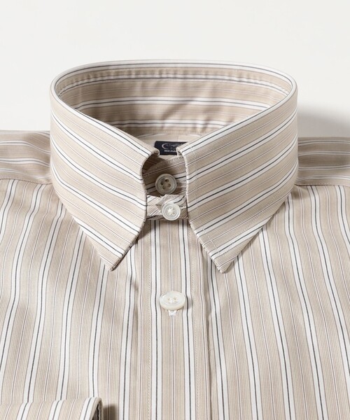 ビームスエフ　タブカラー　シャツ　ベージュ BEAMS F〉beige tab collar shirt ｜ビームスF
