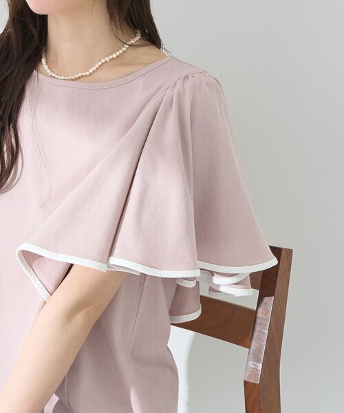 earth music&ecology tシャツ パイピングフレアスリーブ