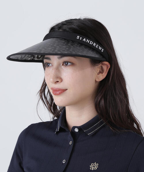 St ANDREWS ホワイト バイザー　リボン付き　レディース St ANDREWS サンバイザー 「St ANDREWS」クリップUVバイザー