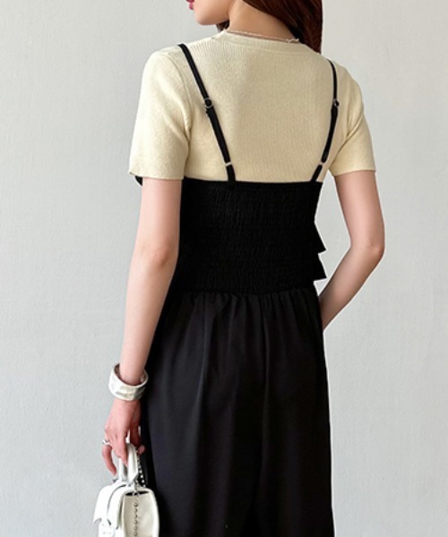 ommo オールインワン　サロペット　ワンピース　ボトム　パンツ　黒　美品 サロペットワンピース 黒色 マキシ丈 オールインワン ワンピース