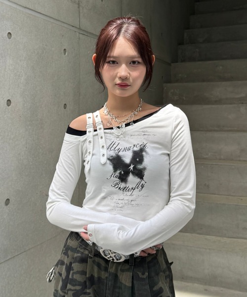 tシャツ クロップドバタフライトップス レディース メンズ