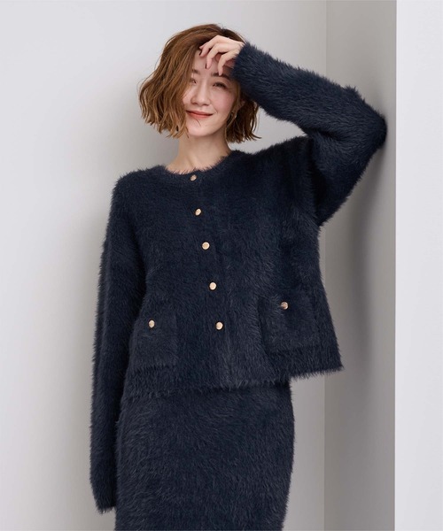 ur's（ユアーズ） カーディガン ゴールド釦シャギーニットカーディガン